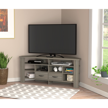 INVAL Corner TV Stand 59.1 in. W Smoke Oak Fits TVs up to 60 in. MTV-21319